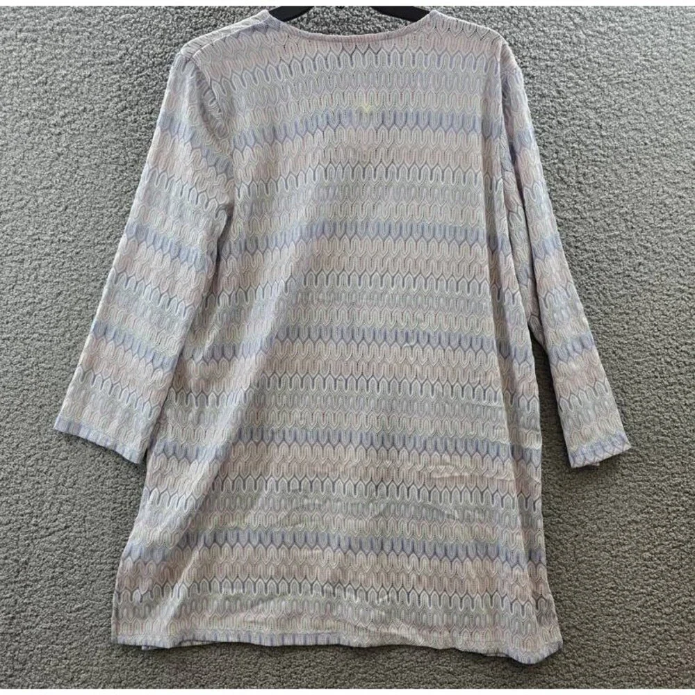 Kasper Plus Size Chevron-Knit Tie-Front Cardigan Women's 2X Blue Lotus Multi